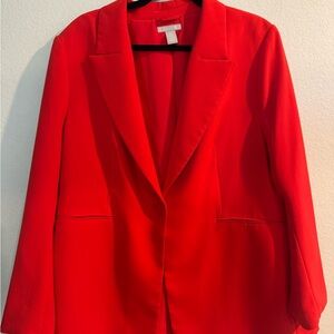 H&M Bright Red Single-Button Tailored Blazer
